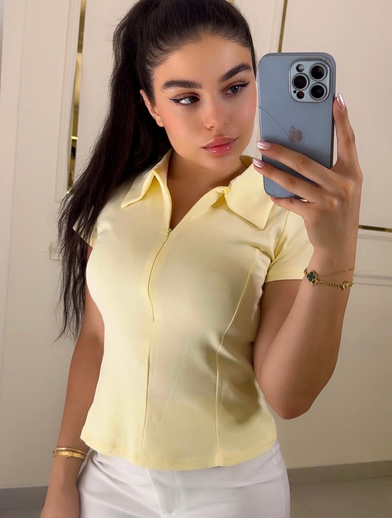 Butter Yellow Zipper Top
