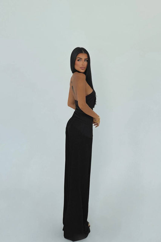 Black Halter Top with Palazzo pant