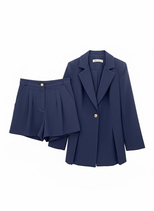 The Navy Tailored Blazer and Shorts Set