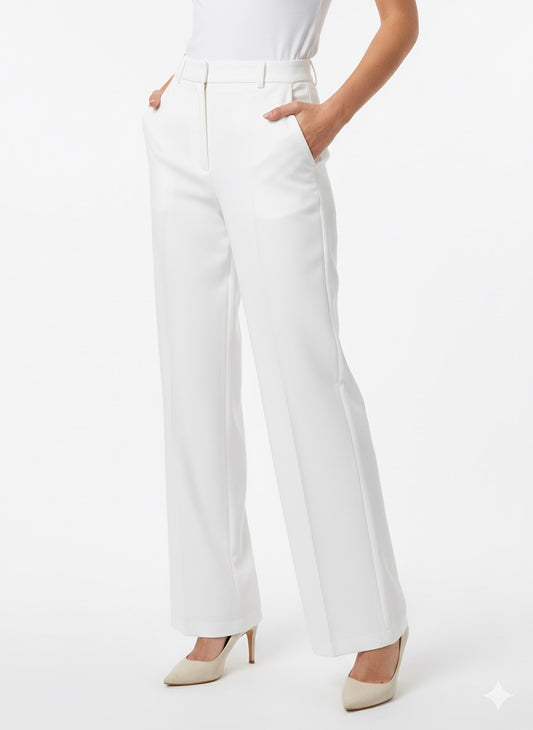 White Wide Leg Trousers